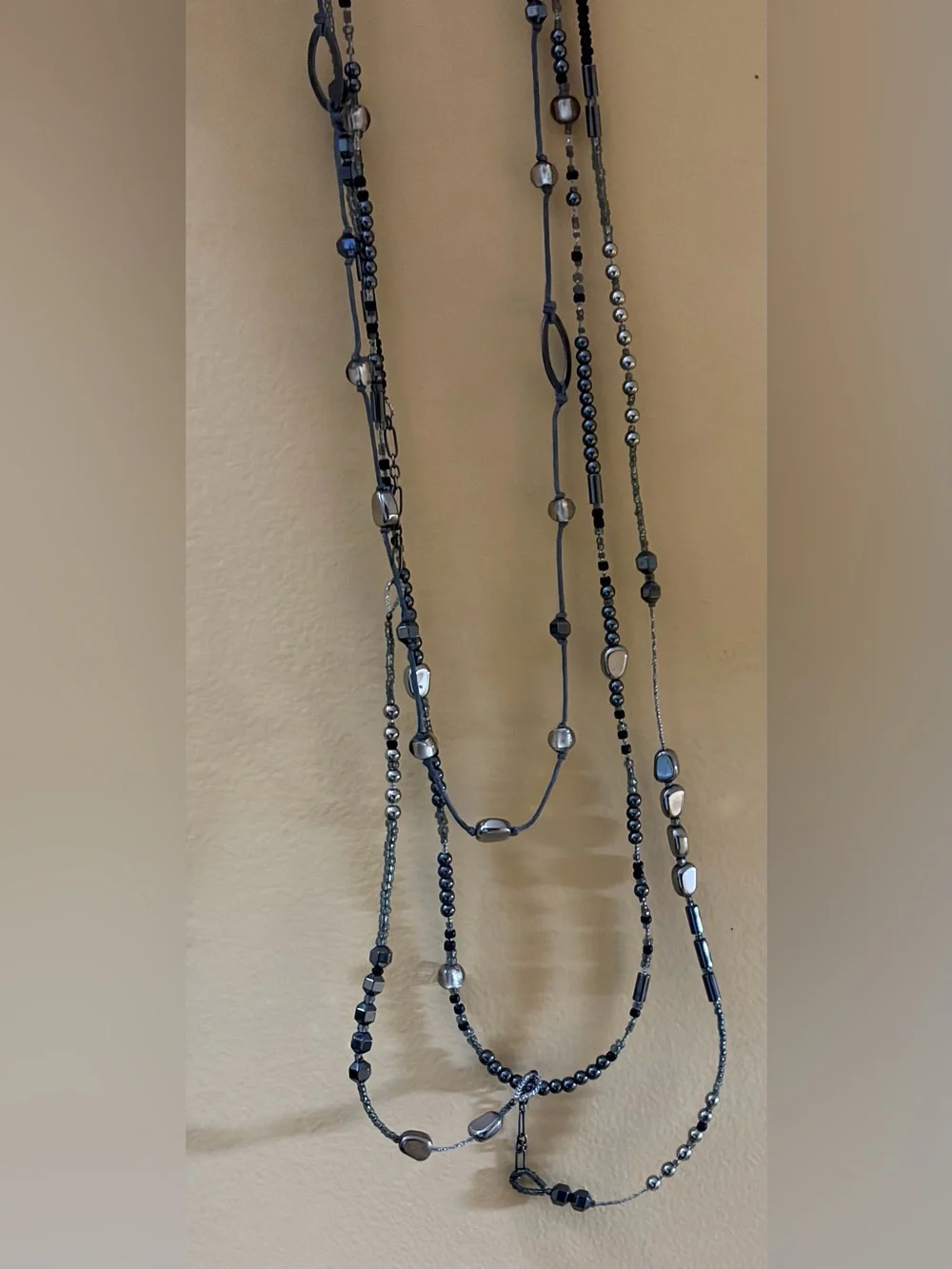 * Silpada Dewdrops Multi-Strand Sterling Hematite Bead Necklace N2097 *